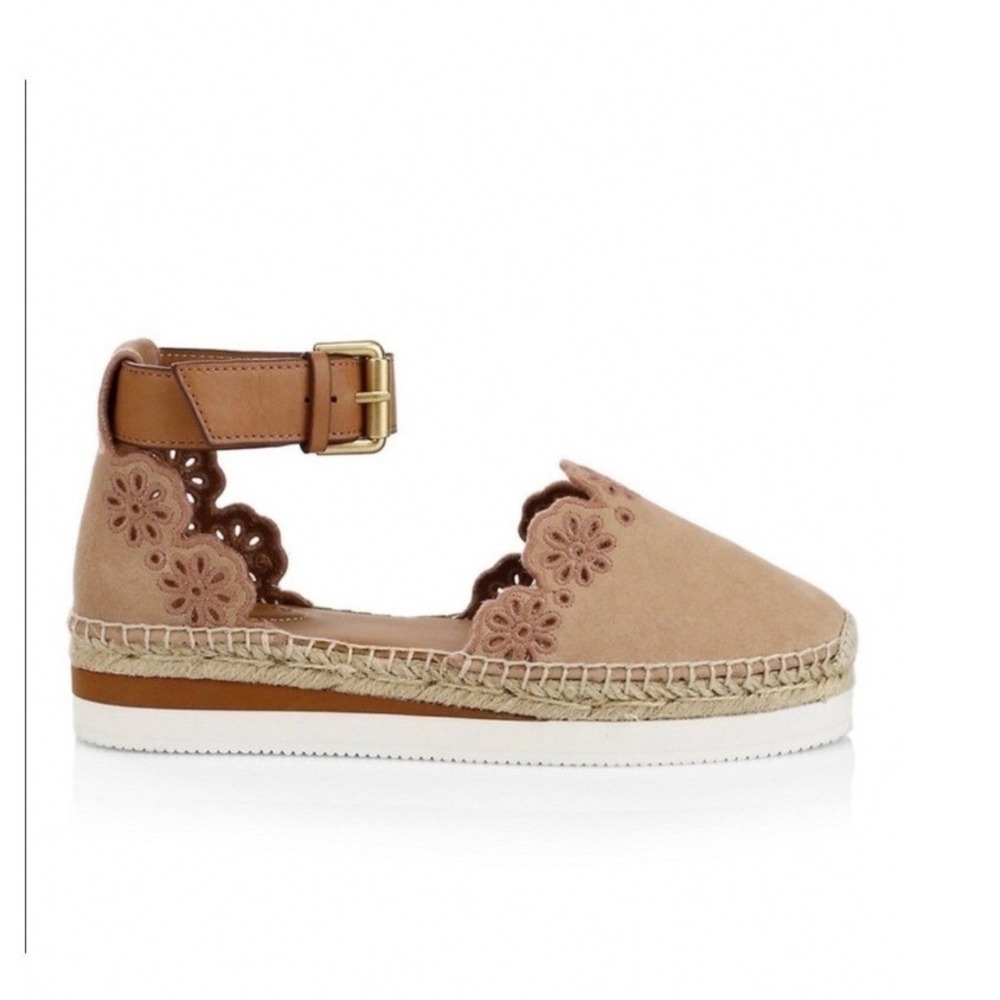 See by Chloé Floral Suede Espadrilles 37